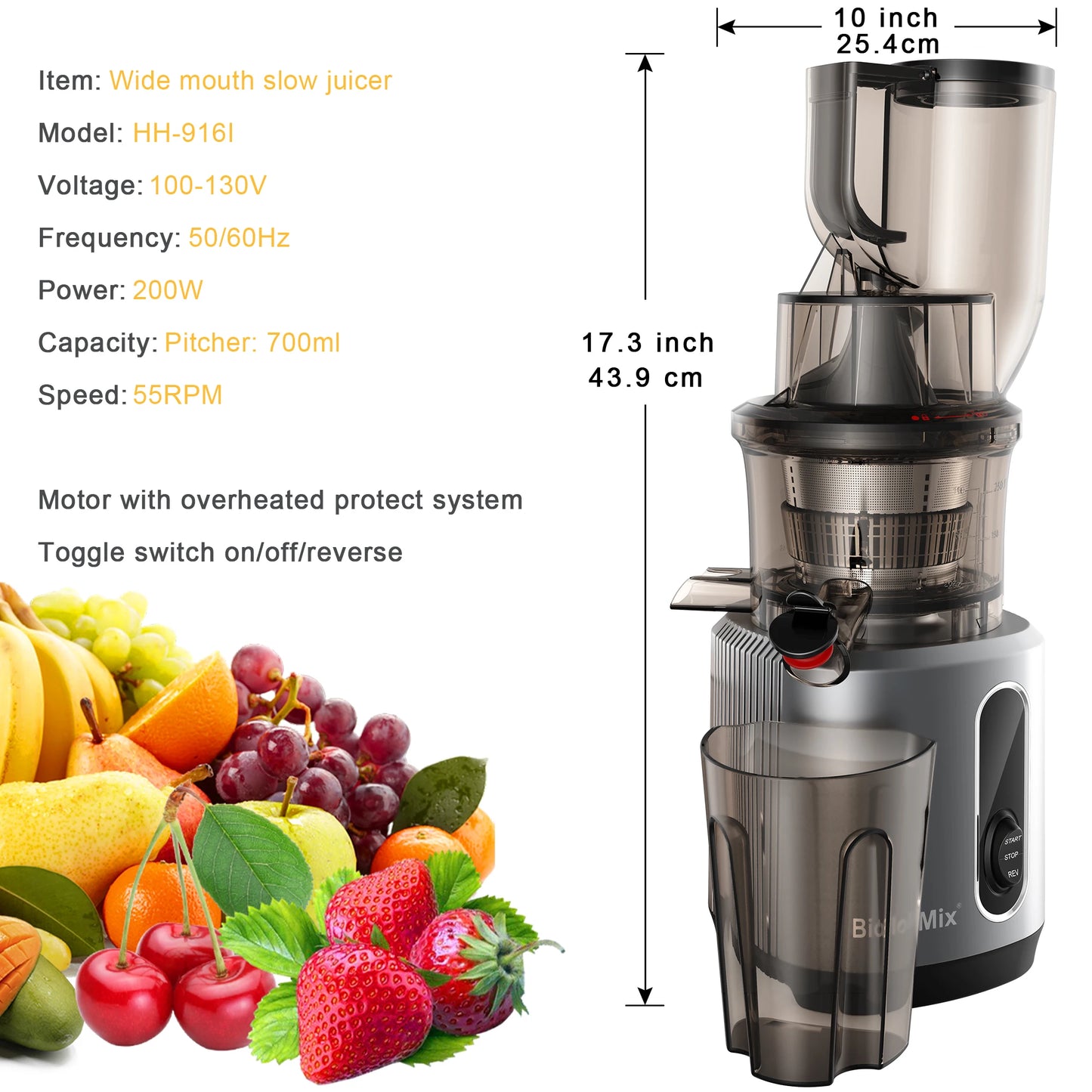 PressJuice Pro Slow Masticating Juicer